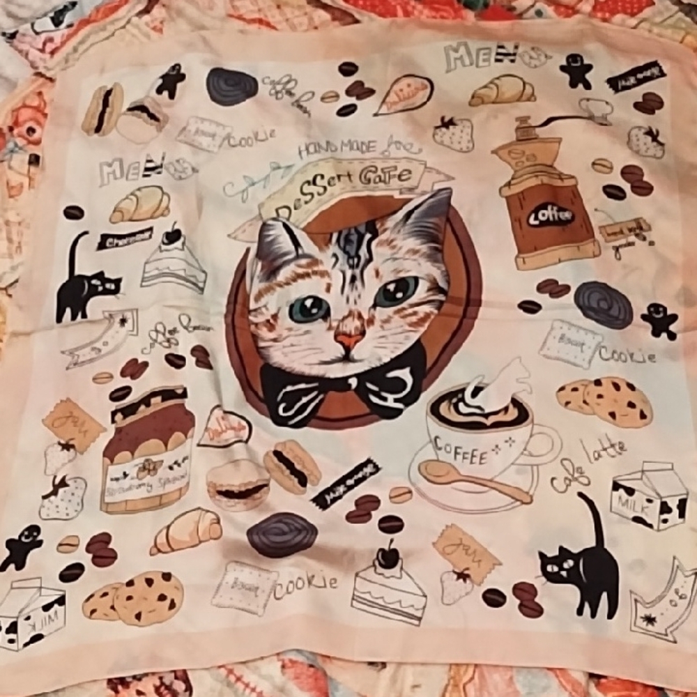 Cat-Themed Dessert Cafe Scarf